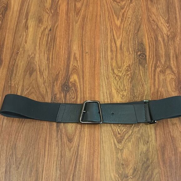 Akris black belt trapezoid stretch belt with leather s/m - Picture 2 of 8